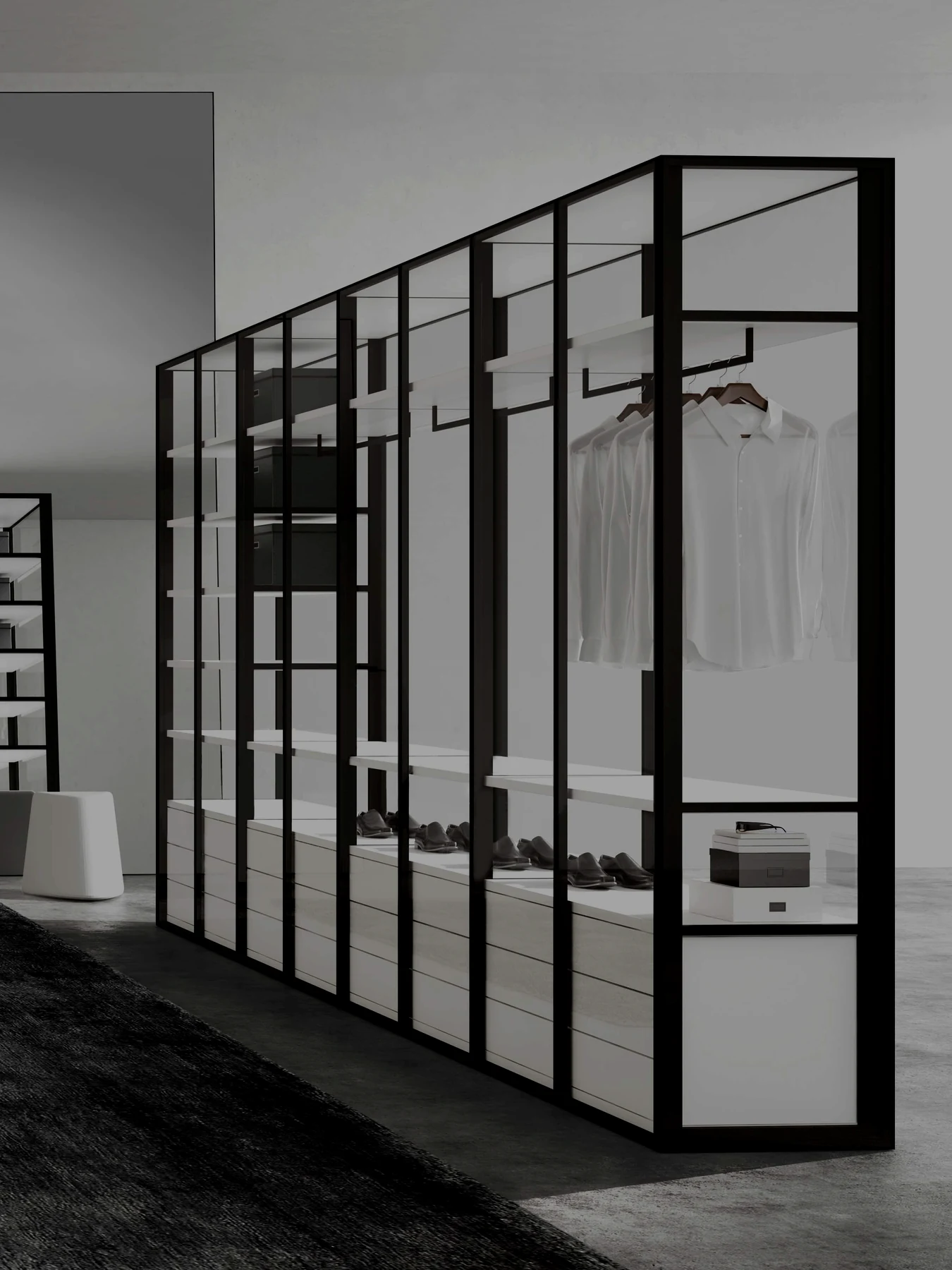 Vestidor DOCA con interiores iluminados y carpintería a medida